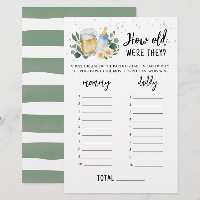 Hoe oud waren ze Game Greenery Baby is aan het gro (Voorkant / Achterkant)