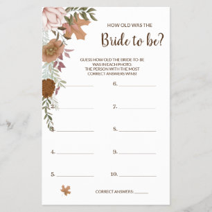 Hoe oud was de Boho-herfst Bruiloftsspelkaart Flye Flyer