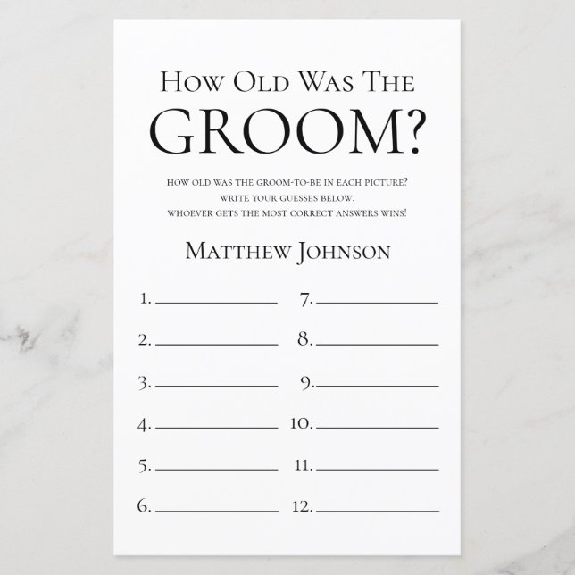 Hoe oud was de groom? (Voorkant)