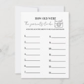 Hoe oud was de ouder-be Baby shower spel Kaart (Voorkant)