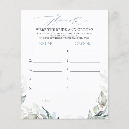 Hoe oud was het spel van de BRIDE en de GROOM? (Voorkant)