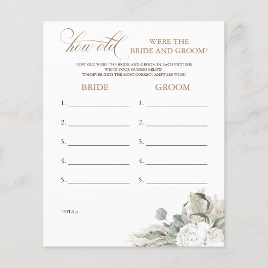 Hoe oud was het spel van de BRIDE en de GROOM? (Voorkant)