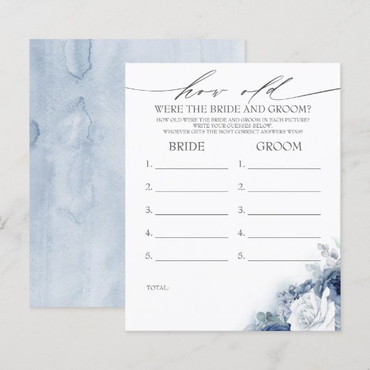 Hoe oud was het spel van de BRIDE en de GROOM? (Voorkant / Achterkant)