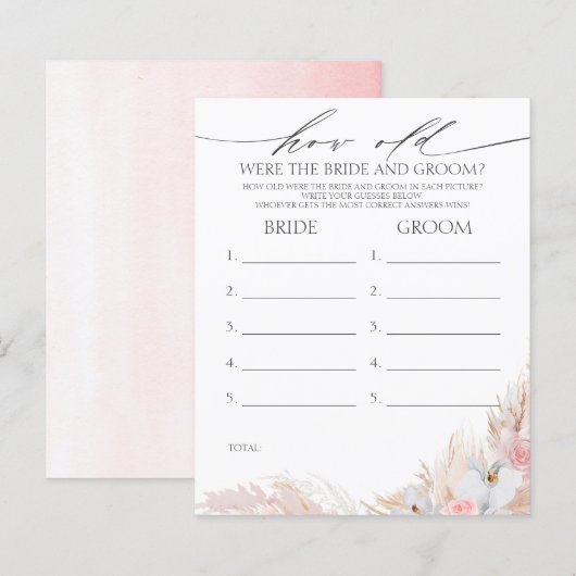 Hoe oud was het spel van de BRIDE en de GROOM? (Voorkant / Achterkant)
