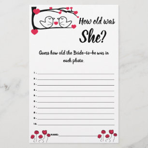 Hoe oud was ze? Game Card Love Bird Flyer