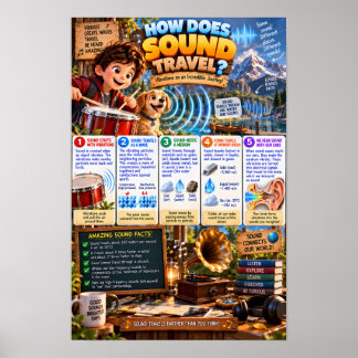 Hoe reist geluid infographic poster