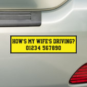 Hoe rijdt mijn vrouw? Grappig Bumpersticker (Op auto)