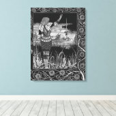 Hoe Sir Bedivere het Sword Excalibur giet Canvas Afdruk (Insitu (Houten vloer))