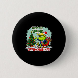 Hoe Trump Kerstmis redde Funny Trump Kerstmis Ronde Button 5,7 Cm
