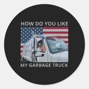 Hoe vind je mijn vuilniswagen Trump-rit in Gar Ronde Sticker