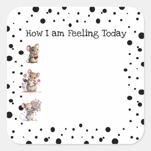 'Hoe voel ik me? Mice Journal Vierkante Sticker (Voorkant)