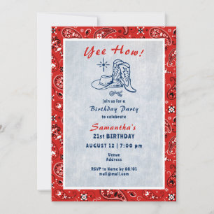 Hoe Western Paisley Denim Blue Jeans Verjaardag Kaart