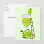 Hoe wijn wordt gemaakt Funny Illustration Green Briefkaart (Voorkant / Achterkant)
