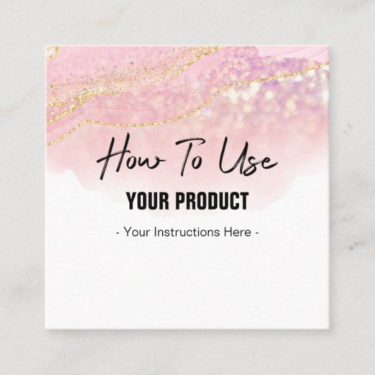 Hoe wordt Agate Pink en Gold Instruction Card gebr Vierkante Visitekaartje (Voorkant)