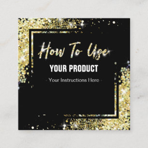 Hoe wordt Gold Glitter Black Instruction Card gebr Vierkante Visitekaartje