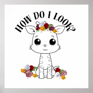 Hoe zie ik eruit? Baby vrouw giraffe Poster