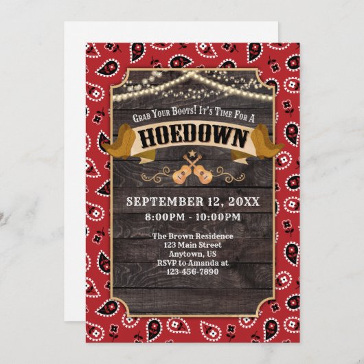 Hoedown Uitnodiging (Voorkant / Achterkant)