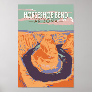 Hoefijzer Bend Travel Art Vintage Poster