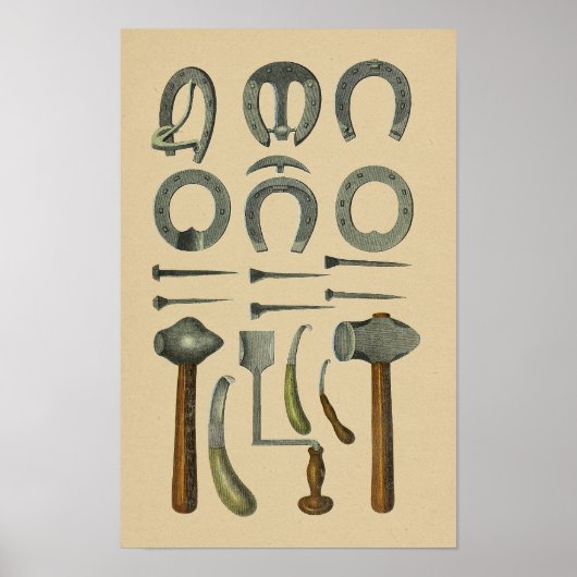 Hoefijzer, bijkomend gereedschap 1898 Afdrukken Poster (Voorkant)