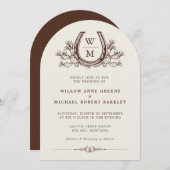 Hoefijzer Cactus Western Country Boho Wedding Kaart (Voorkant / Achterkant)