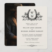 Hoefijzer Cactus Westerne Country Photo Wedding Kaart (Voorkant / Achterkant)