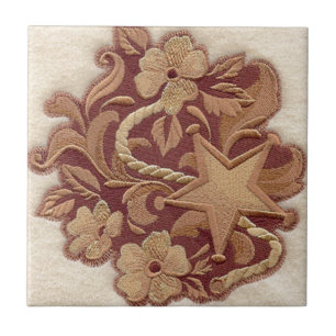 hoefijzer cowboy western land floral tegeltje