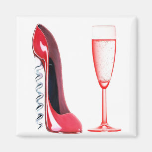 Hoefijzer en champagneglas magneet