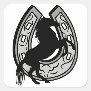 Hoefijzer en paarden vierkante sticker