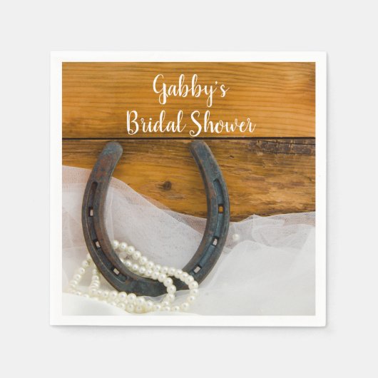 Hoefijzer en Parelland Western Vrijgezellenfeest Servetten (Voorkant)