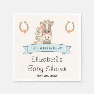 Hoefijzer en Roos Derby Paard Meisje Baby shower Servet