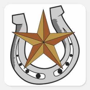 Hoefijzer en ster vierkante sticker