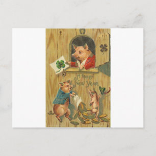 hoefijzer en varkens briefkaart
