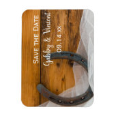 Hoefijzer en Veil Country Wedding Save the Date Magneet (Verticaal)