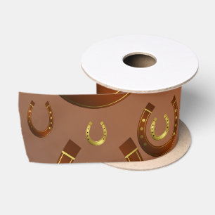 hoefijzer, goud bruin patroon lint