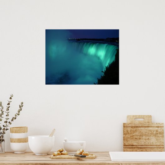 Hoefijzer Herfsten op Niagara Herfsten Aqua Glow P Poster (Keuken)