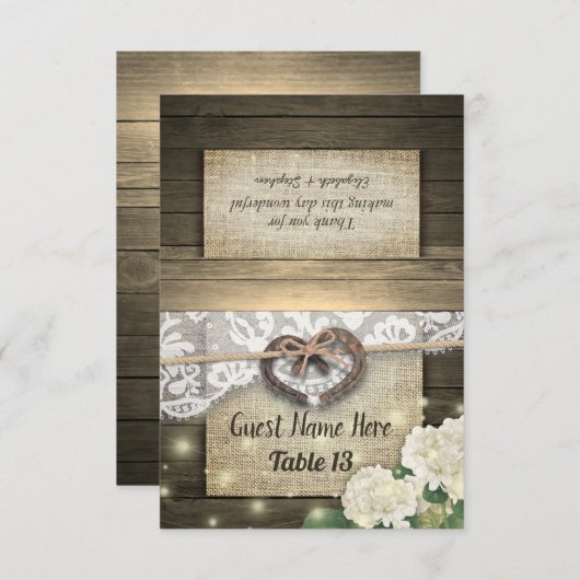 Hoefijzer Hydrangea Wood Bindingnummer Kaart (Voorkant / Achterkant)