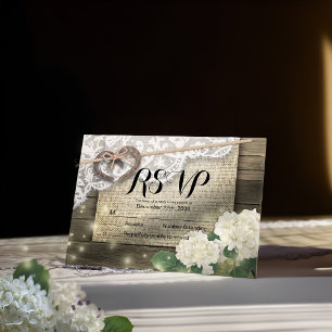 Hoefijzer Hydrangea Wood Wedding RSVP Kindly Reply