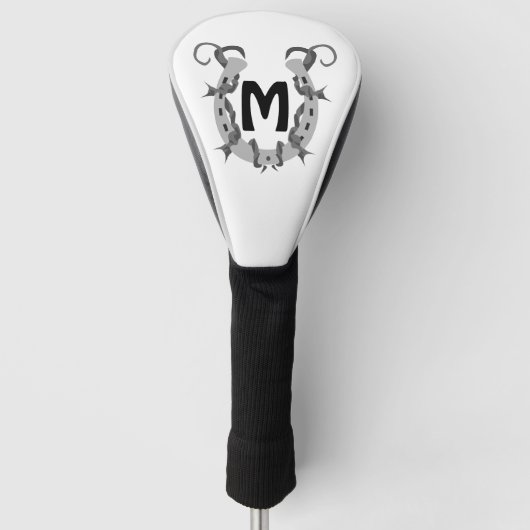 Hoefijzer in Barbed Wire Monogram Golfheadcover (Voorkant)