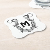 Hoefijzer in Barbed Wire Monogram Kartonnen Onderzetters (Gekanteld)