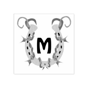 Hoefijzer in Barbed Wire Monogram Rubberstempel