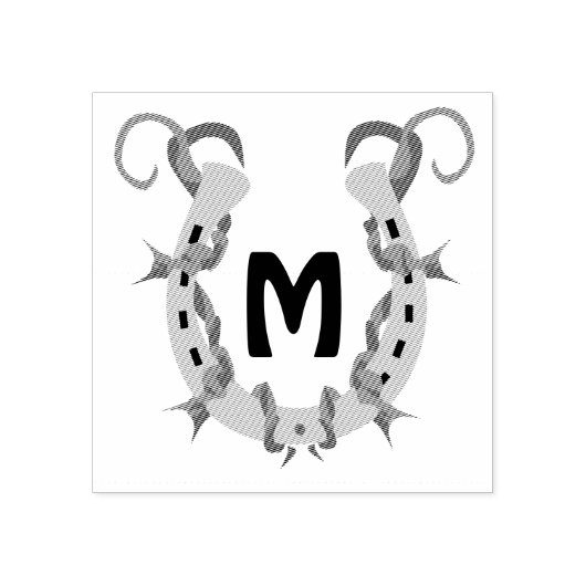 Hoefijzer in Barbed Wire Monogram Rubberstempel (Afrduk)