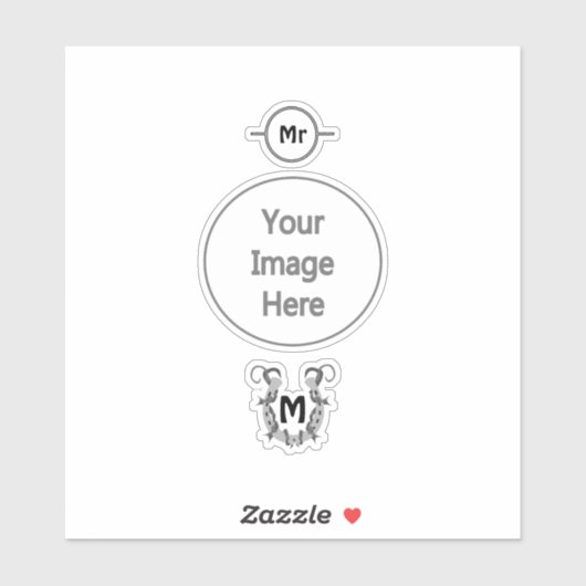 Hoefijzer in Barbed Wire Monogram Sticker (Vel)