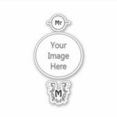 Hoefijzer in Barbed Wire Monogram Sticker (Voorkant)