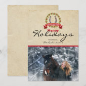 Hoefijzer kerstmis met horse Threadfoto Feestdagenkaart (Voorkant / Achterkant)