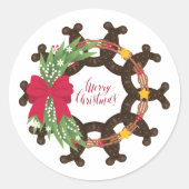 Hoefijzer kerstmis ronde sticker (Voorkant)