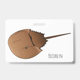 Hoefijzer krab cartoon illustratie badge