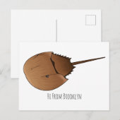 Hoefijzer krab cartoon illustratie briefkaart (Voorkant / Achterkant)