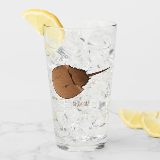 Hoefijzer krab cartoon illustratie glas (Voorkant ijs)