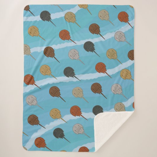 Hoefijzer Krab Ocean Waves Sherpa Deken (Voorkant)