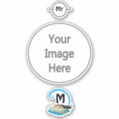 Hoefijzer krab speelt in het watermonogram sticker (Voorkant)